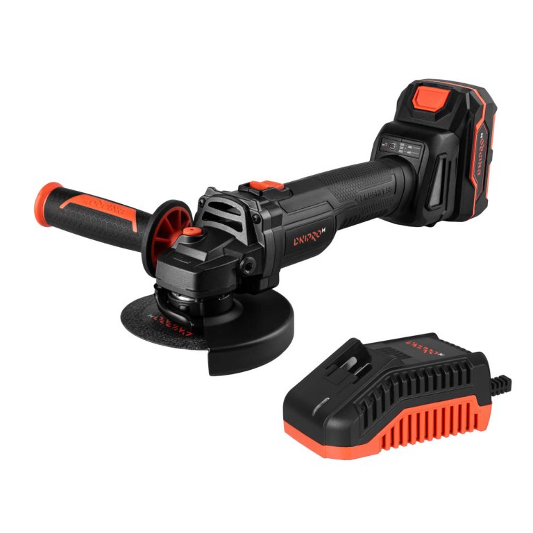 Болгарка (КШМ) акумуляторна Dnipro-M DGA-201BC Ultra + Акумуляторна батарея BP-240 + Зарядний пристрій FC-230 + Ящик для інструменту Dnipro-M S-Box M100